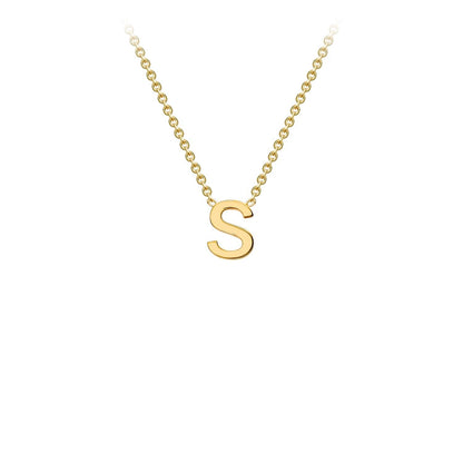 9K Yellow Gold 'S' Initial Adjustable Letter Necklace 38/43cm