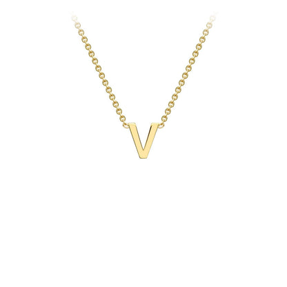 9K Yellow Gold 'V' Initial Adjustable Letter Necklace 38/43cm