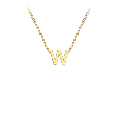 9K Yellow Gold 'W' Initial Adjustable Letter Necklace 38/43cm