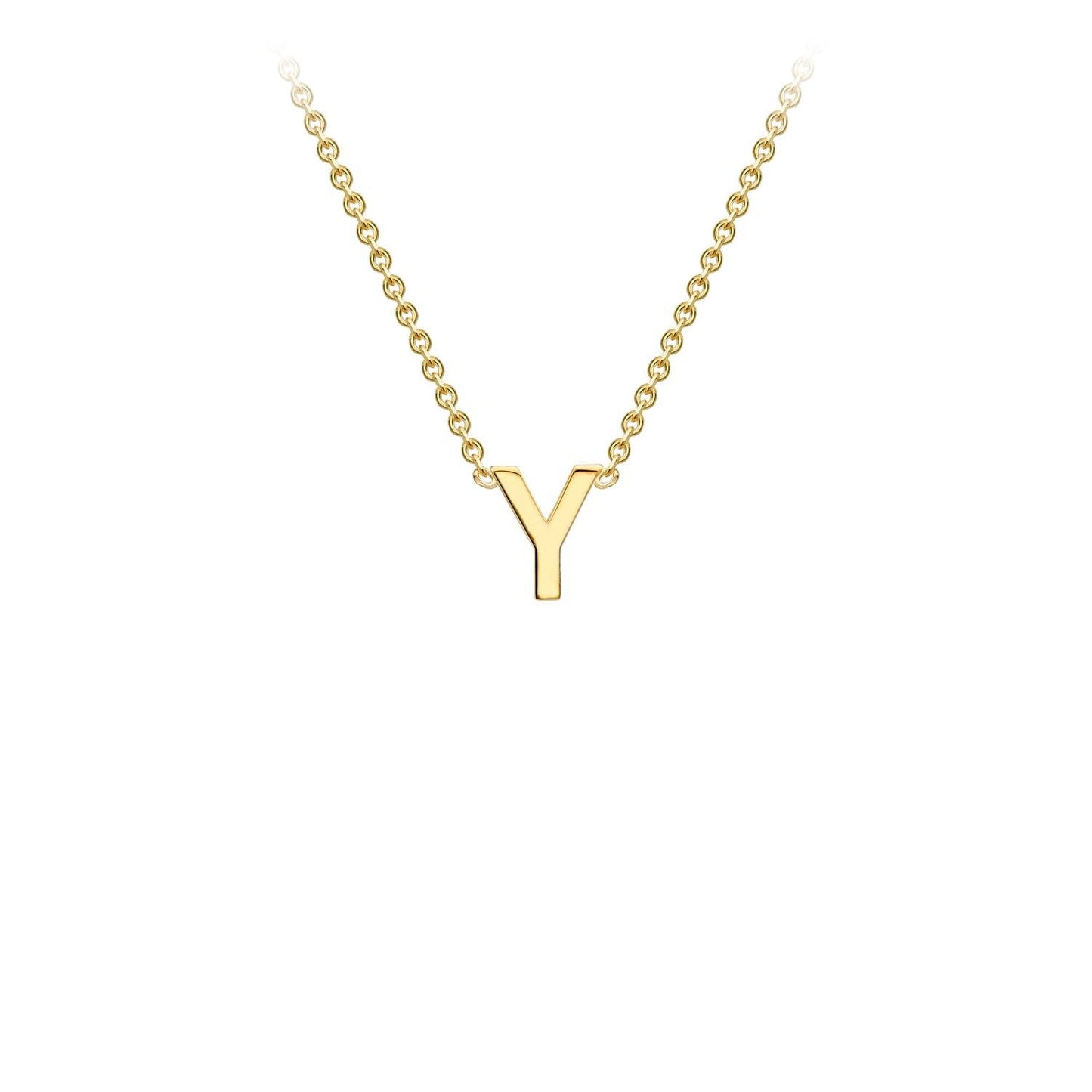 9K Yellow Gold 'Y' Initial Adjustable Letter Necklace 38/43cm