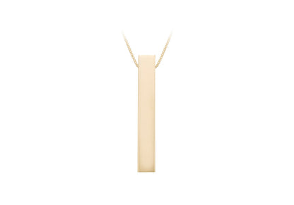 9K Yellow Gold Vertical Rectangle Bar Necklace 40-50cm