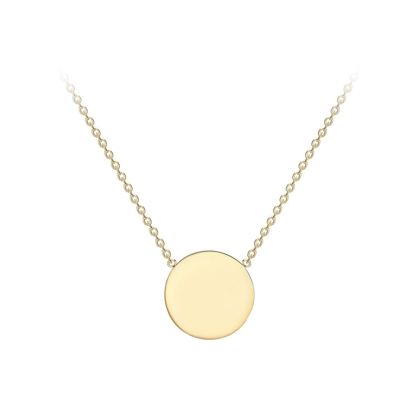 9K Yellow Gold 10mm Disc Adjustable Necklace 41cm-43cm