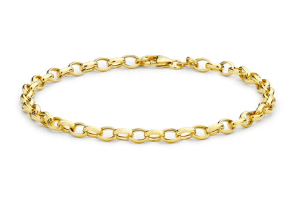 9K Yellow Gold Oval Belcher Bracelet 19cm