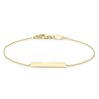 9K Yellow Gold 3mm x 20mm Horizontal-Bar Adjustable Bracelet 18cm-19cm