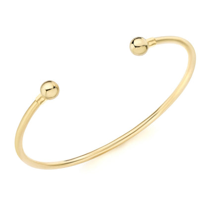 9K Yellow Gold 2.5mm Tube 62mm x 50mm Torque Bangle Bracelet