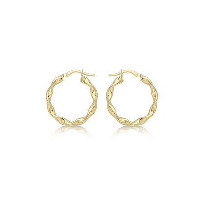 9K Yellow Gold 22.5mm Twist Hoop Creole Earrings