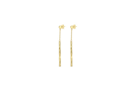 9K Diamond Cut Bar & Chain Drop Earrings