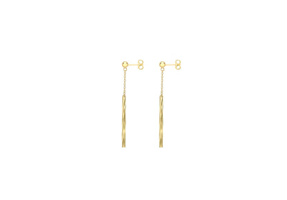 9K Diamond Cut Bar & Chain Drop Earrings