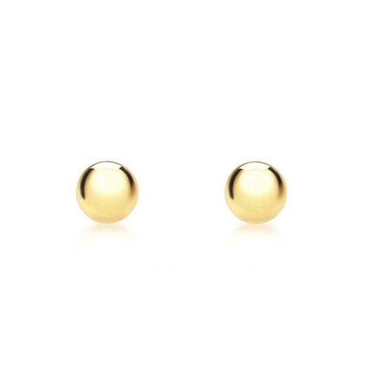 9K Yellow Gold 3mm Polished Ball Stud Earrings