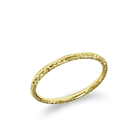 9K Yellow Gold Solid Diamond Cut Stacker Ring