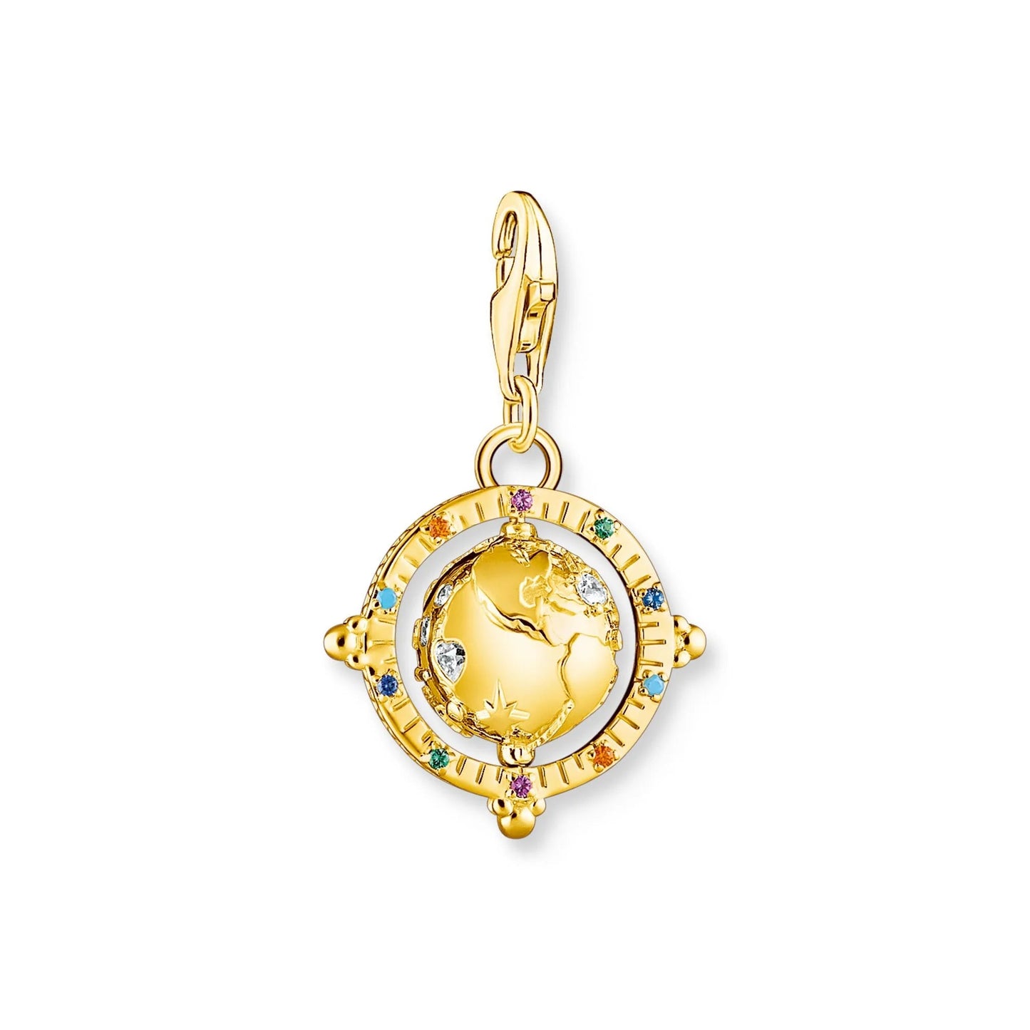 THOMAS SABO Charm Pendant Vintage Globe Gold Multi Stone