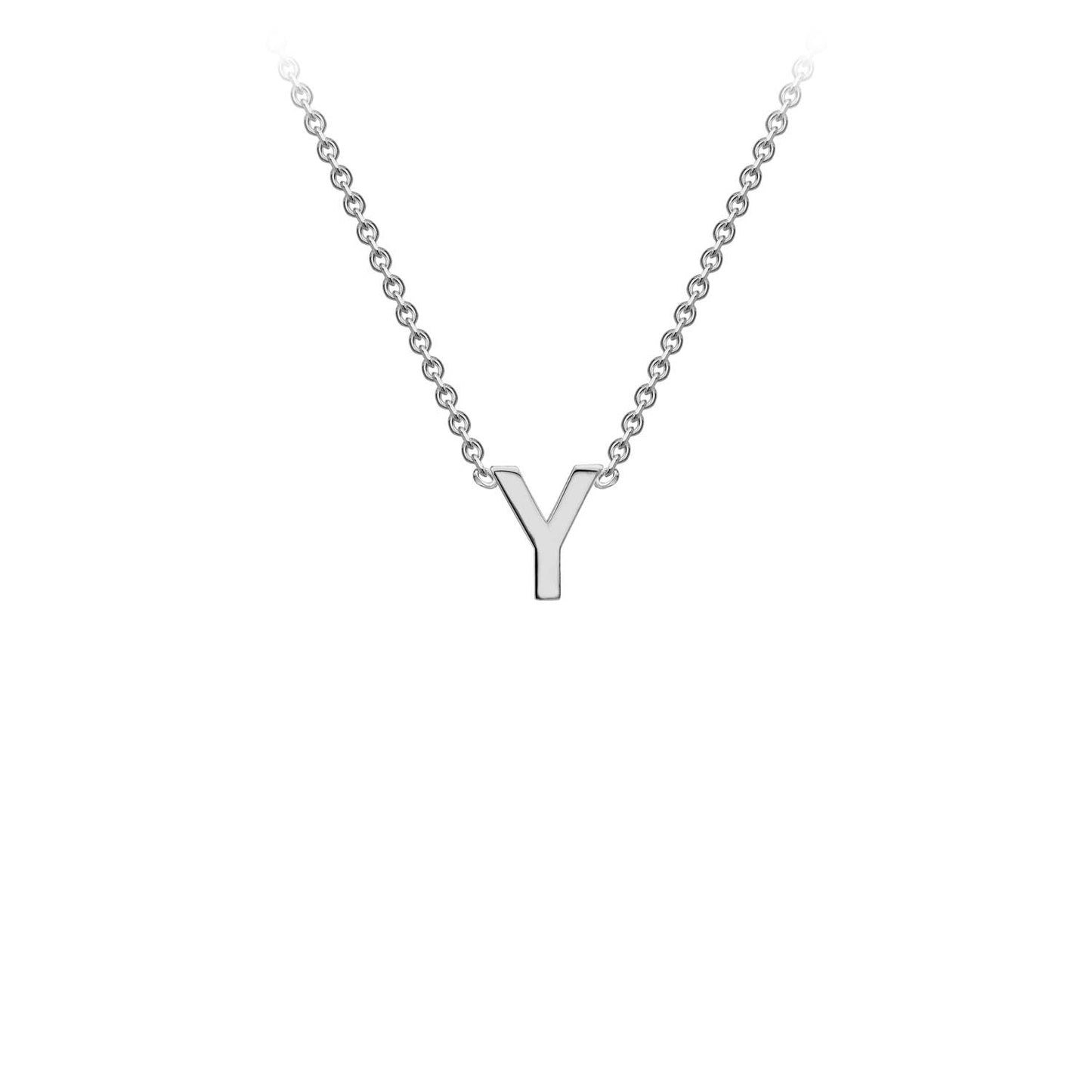 9K White Gold 'Y' Initial Adjustable Letter Necklace 38/43cm