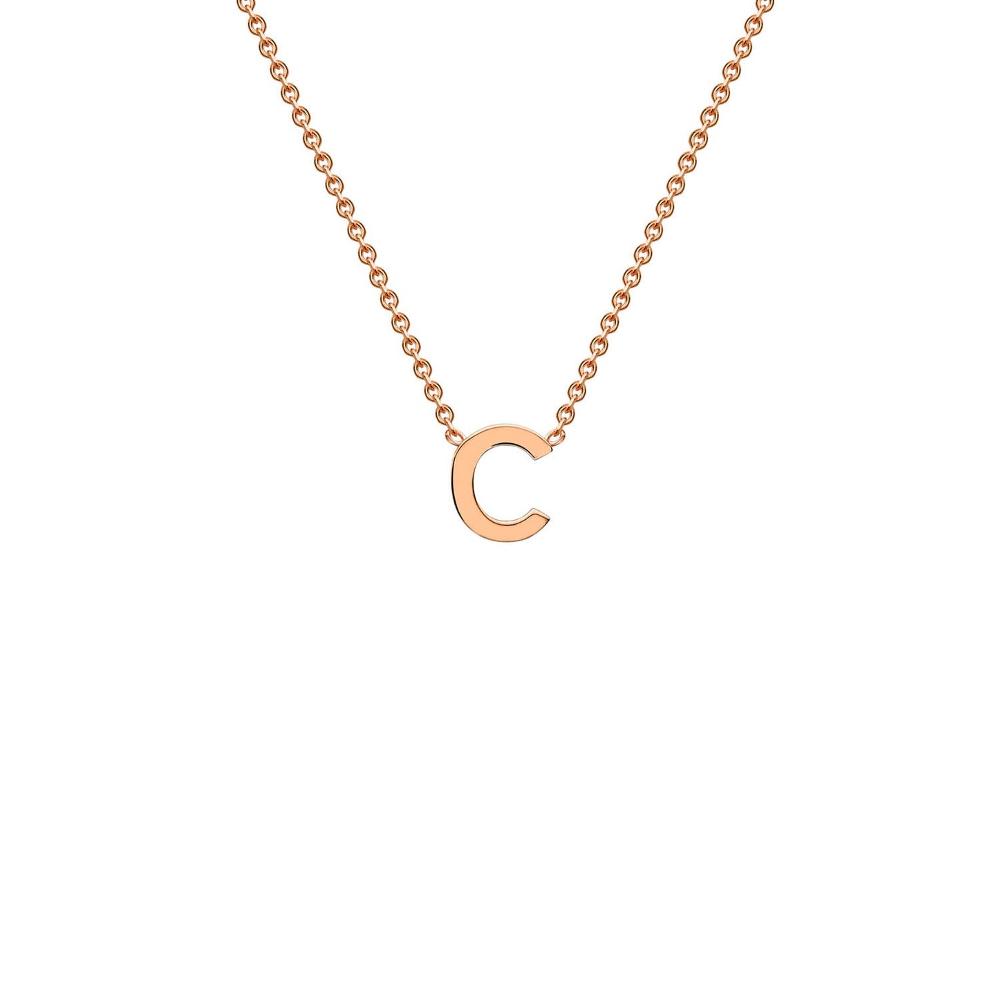9K Rose Gold 'C' Initial Adjustable Letter Necklace 38/43cm