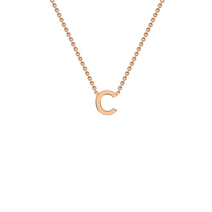 9K Rose Gold 'C' Initial Adjustable Letter Necklace 38/43cm