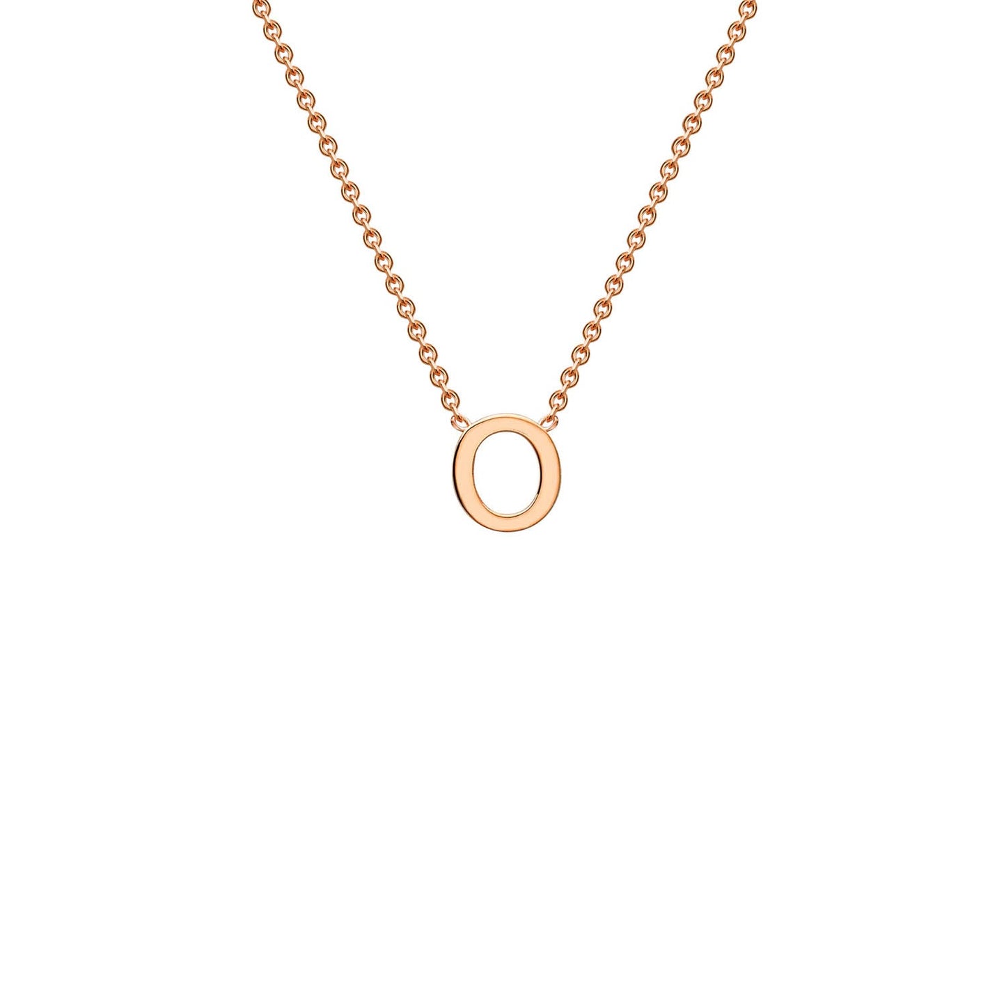 9K Rose Gold 'O' Initial Adjustable Letter Necklace 38/43cm
