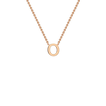 9K Rose Gold 'O' Initial Adjustable Letter Necklace 38/43cm