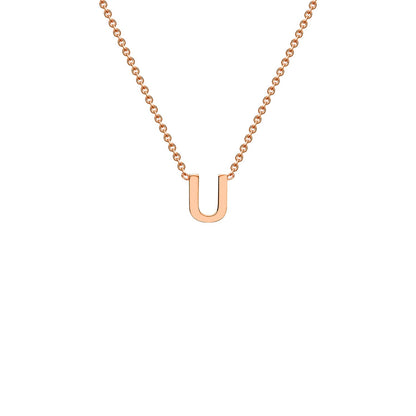 9K Rose Gold 'U' Initial Adjustable Letter Necklace 38/43cm