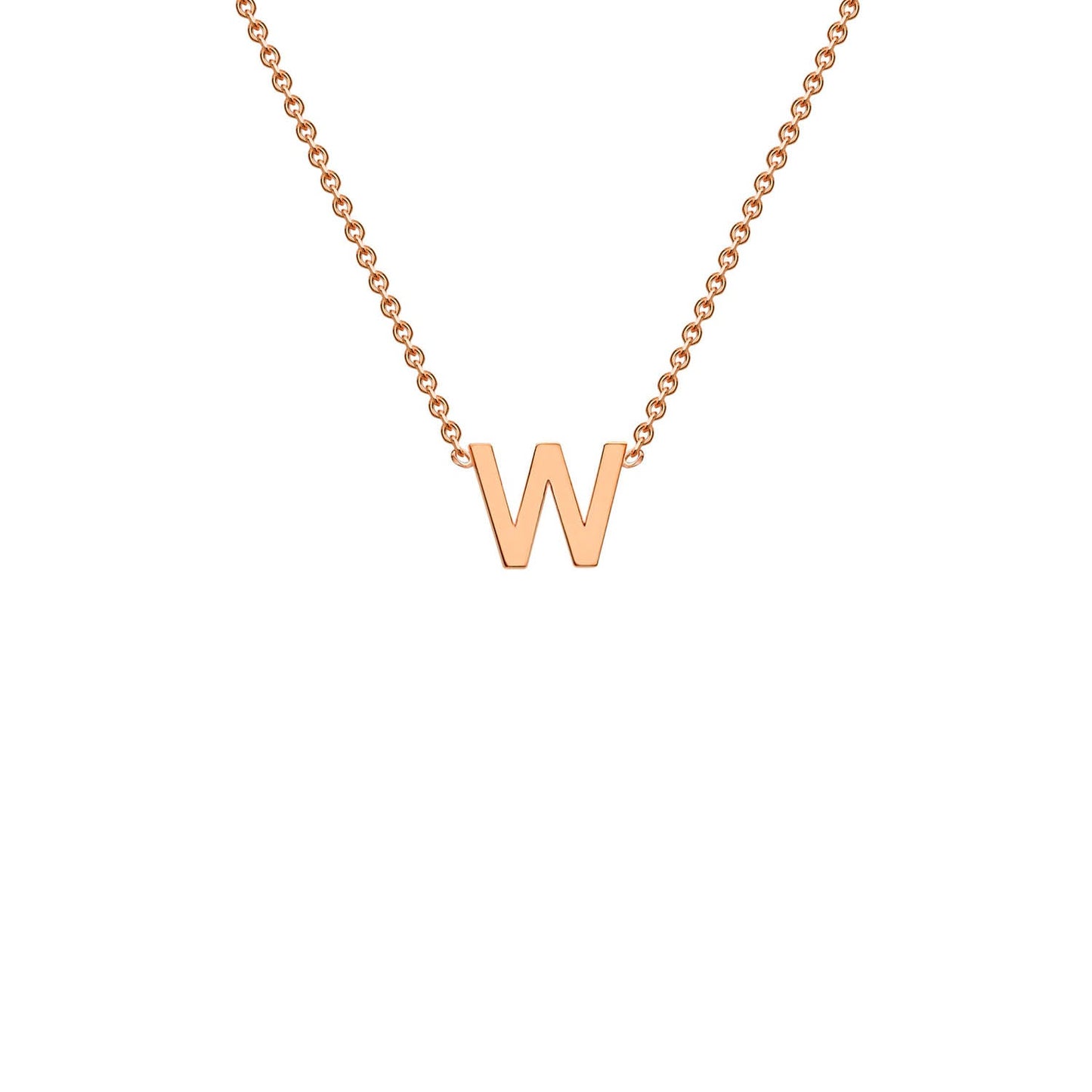 9K Rose Gold 'W' Initial Adjustable Letter Necklace 38/43cm