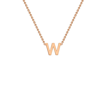9K Rose Gold 'W' Initial Adjustable Letter Necklace 38/43cm