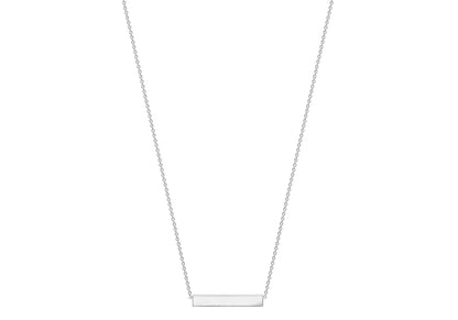 9K White Gold Solid Horizontal Bar Necklace 41+2cm