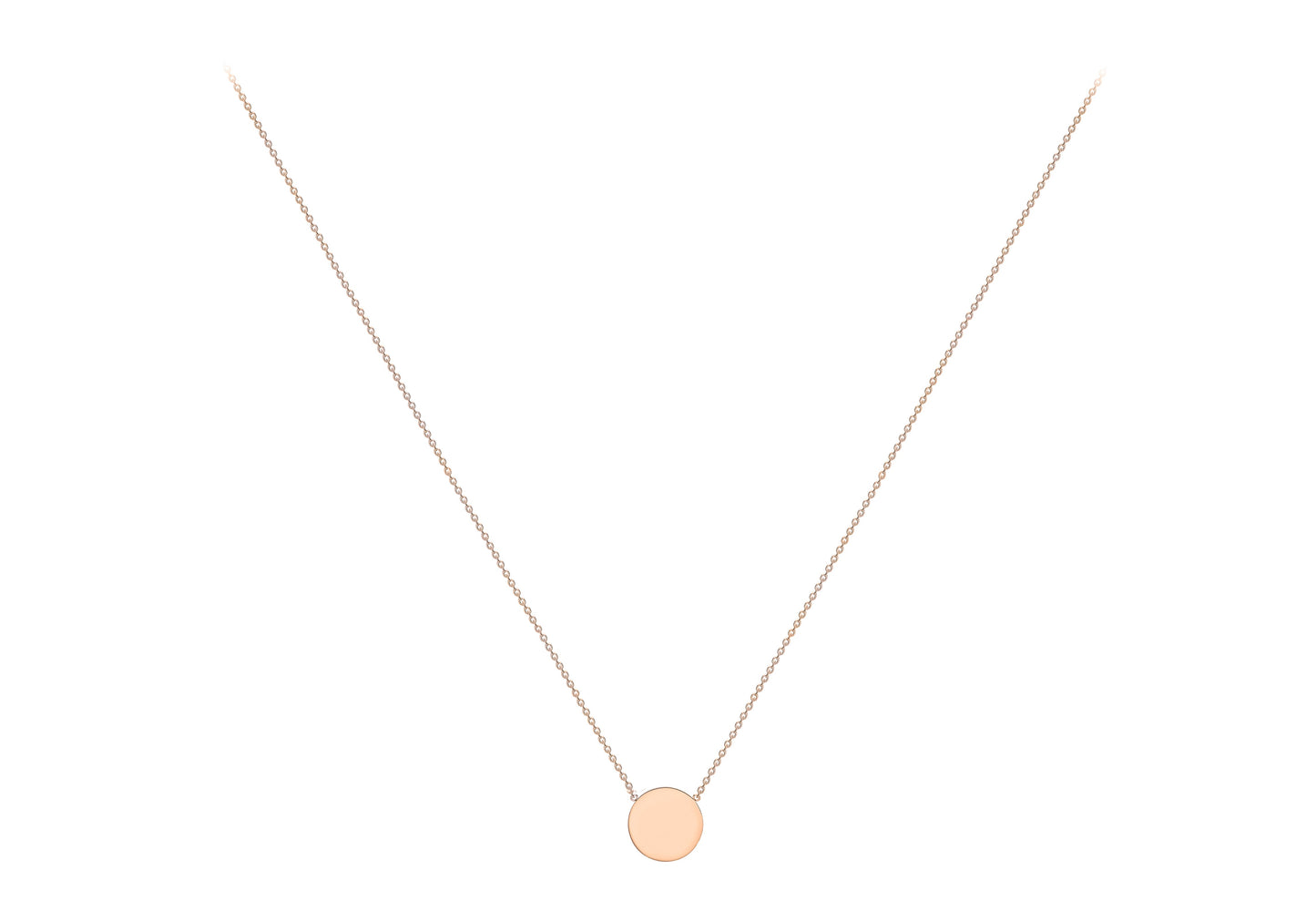 9K Rose Gold 10mm Disc Adjustable Necklace 41cm-43cm