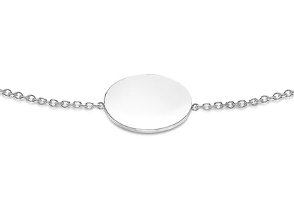 9K White Gold 10mm Disc Adjustable Bracelet 18cm-19cm