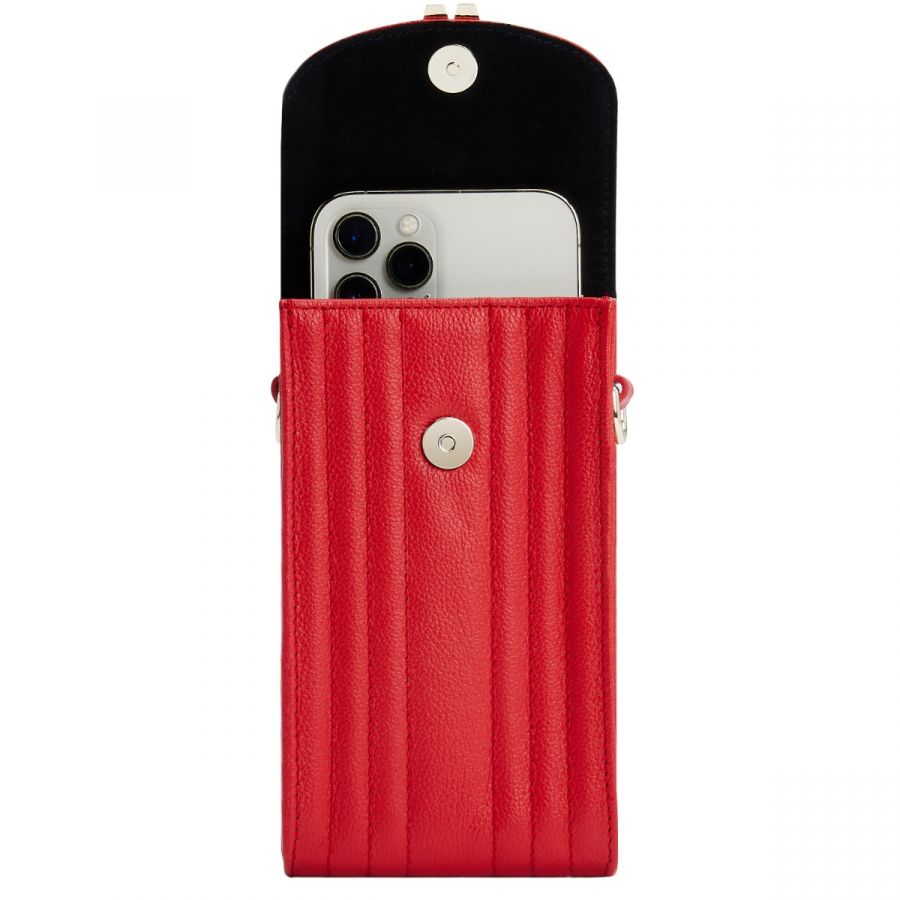 Wolf Mimi Phone Case with Wristlet & Lanyard Red