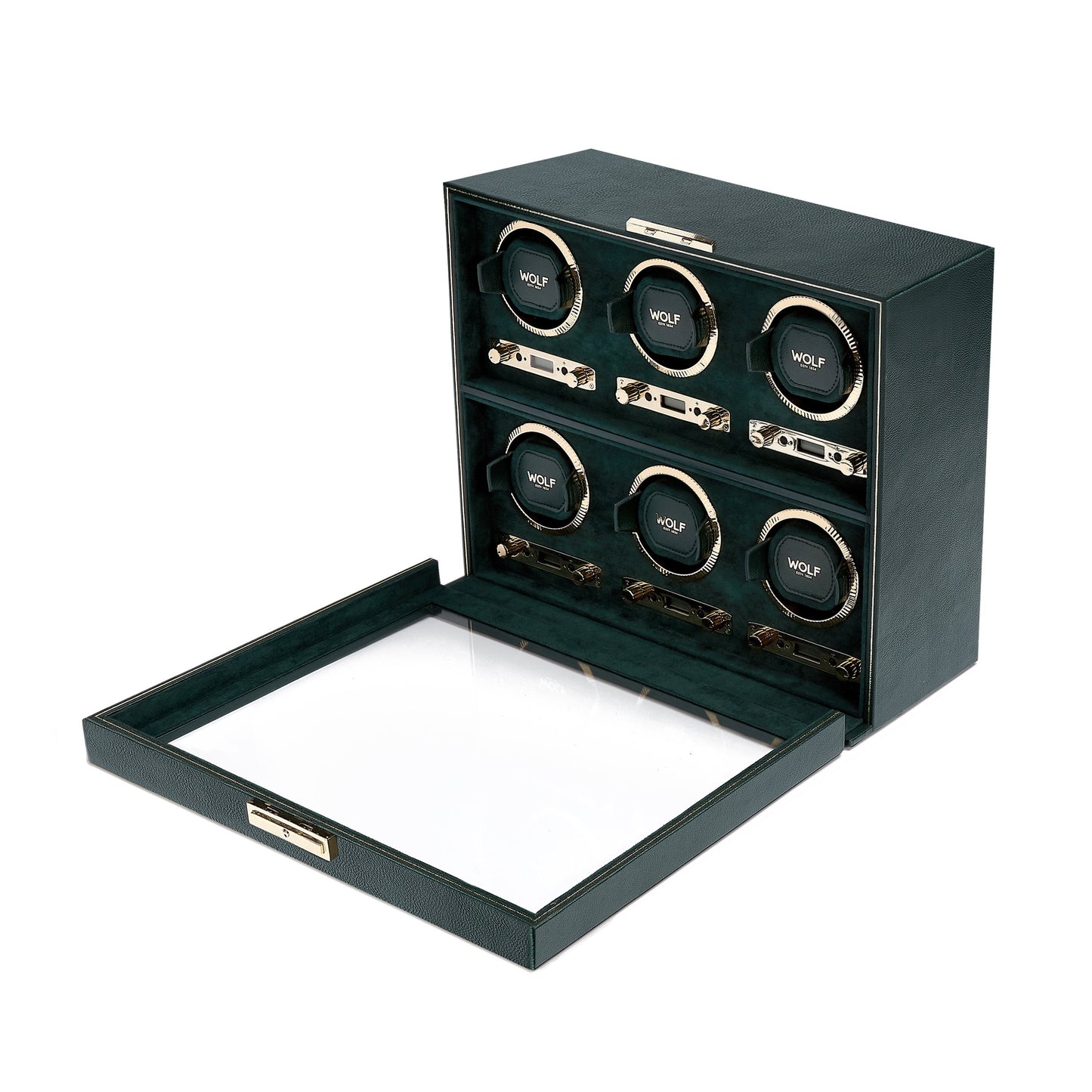 Wolf British Racing Green 6Pc Watch Winder