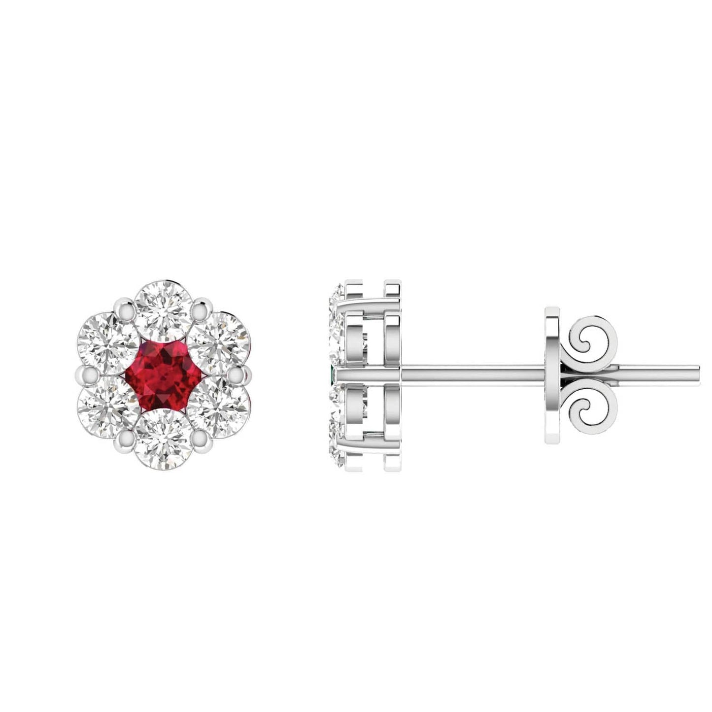 Ruby Diamond Earrings with 0.37ct Diamonds in 9K White Gold - 9WRE50GHR