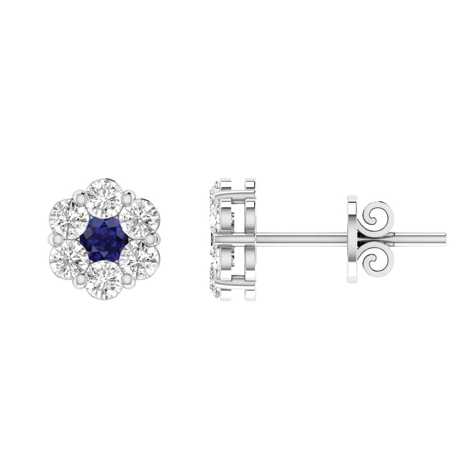 Sapphire Diamond Stud Earrings with 0.37ct Diamonds in 9K White Gold - 9WRE50GHS