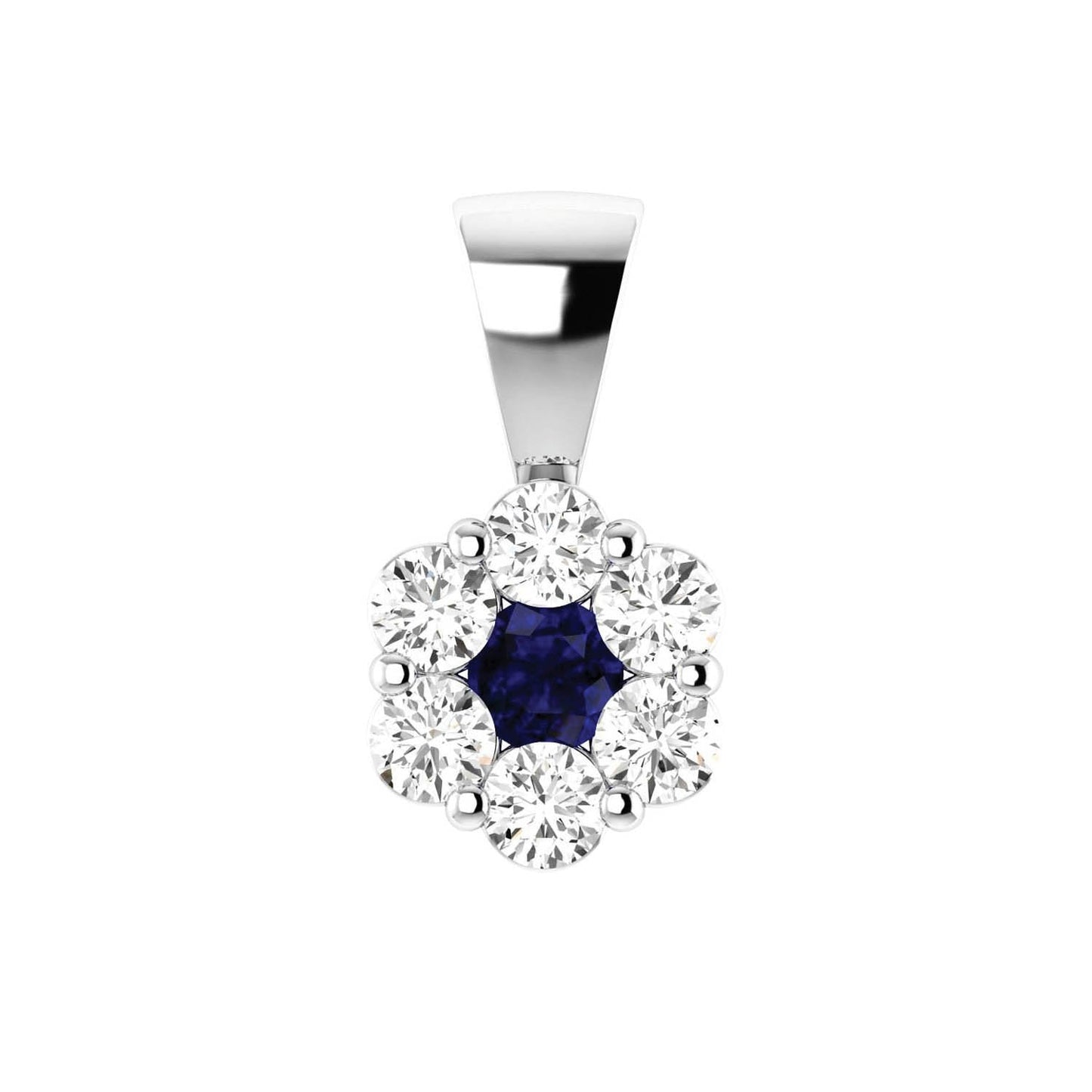 Sapphire Diamond Pendant with 0.19ct Diamonds in 9K White Gold - 9WRP25GHS