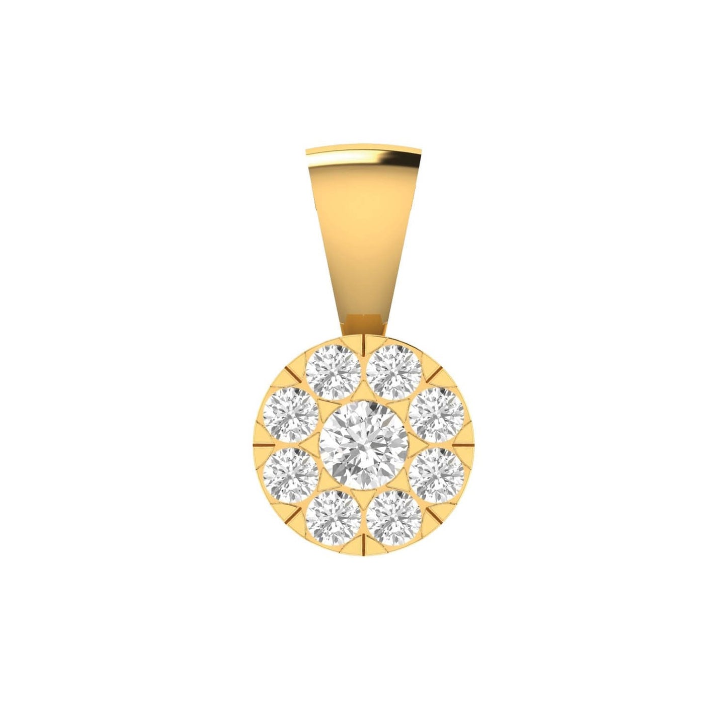 Cluster Diamond Pendant with 0.50ct Diamonds in 9K Yellow Gold - 9YPCLUS50GH