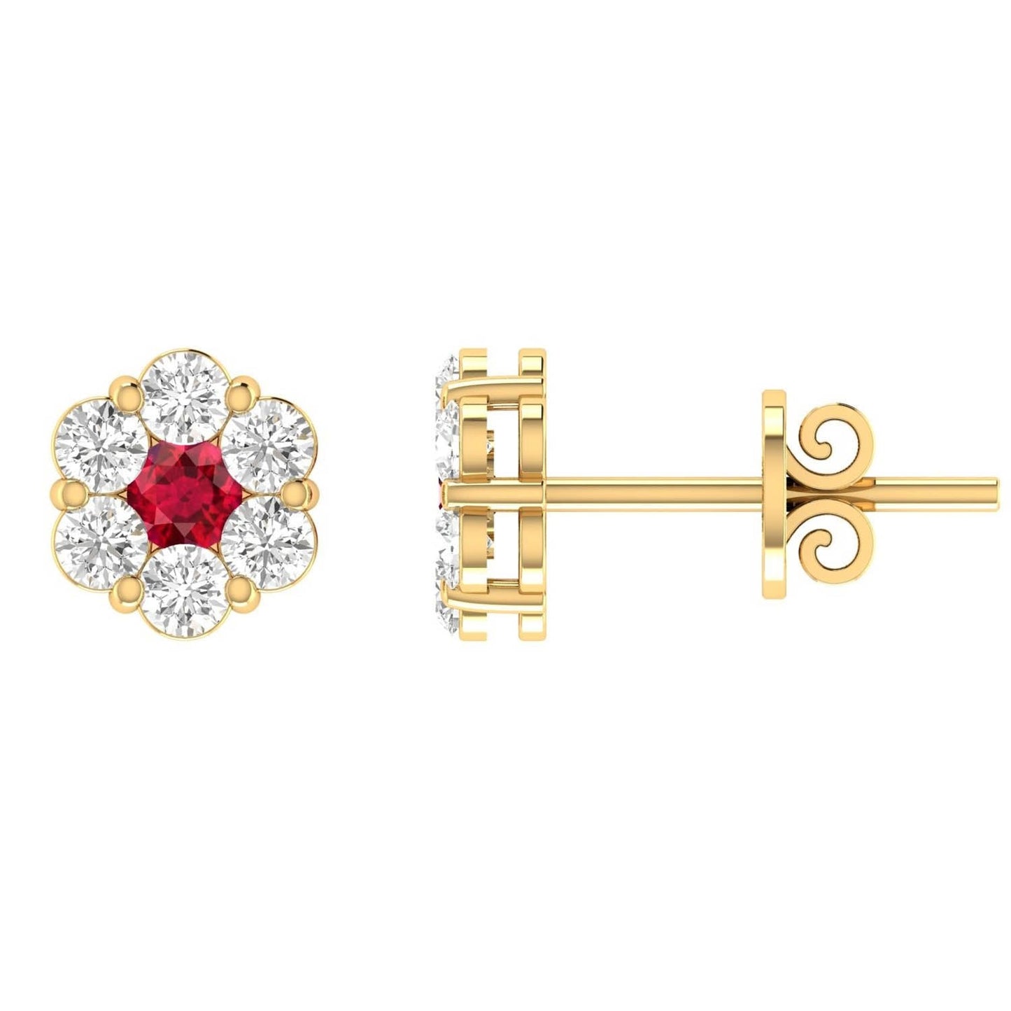 Ruby Diamond Earrings with 0.53ct Diamonds in 9K Yellow Gold - 9YRE75GHR