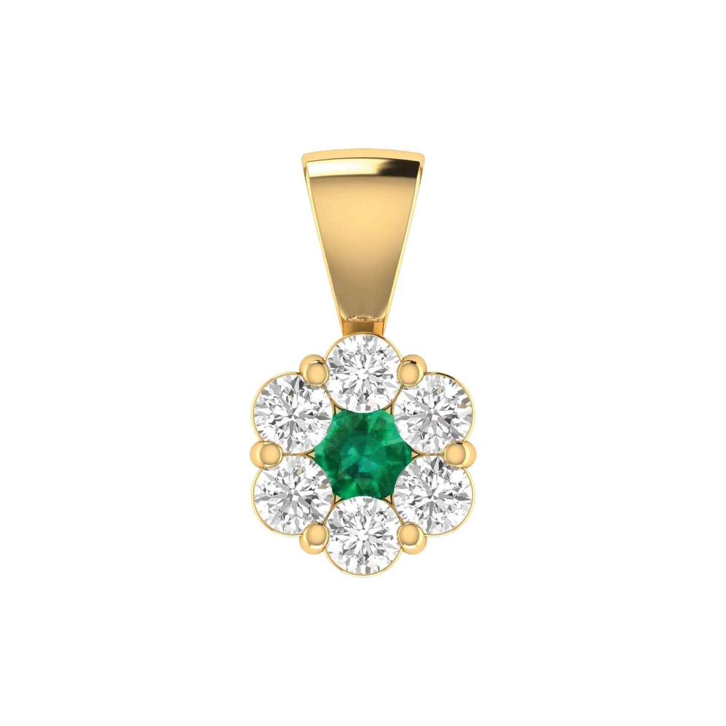 Emerald Diamond Pendant with 0.19ct Diamonds in 9K Yellow Gold - 9YRP25GHE