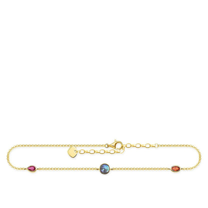 Thomas Sabo Anklet Colourful Stones, Gold