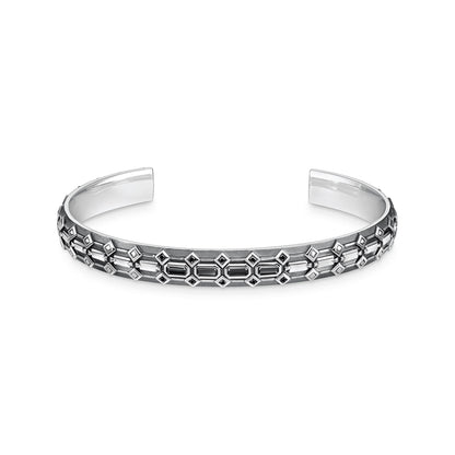 THOMAS SABO Bangle Crocodile Shell with Stones Silver Blackened