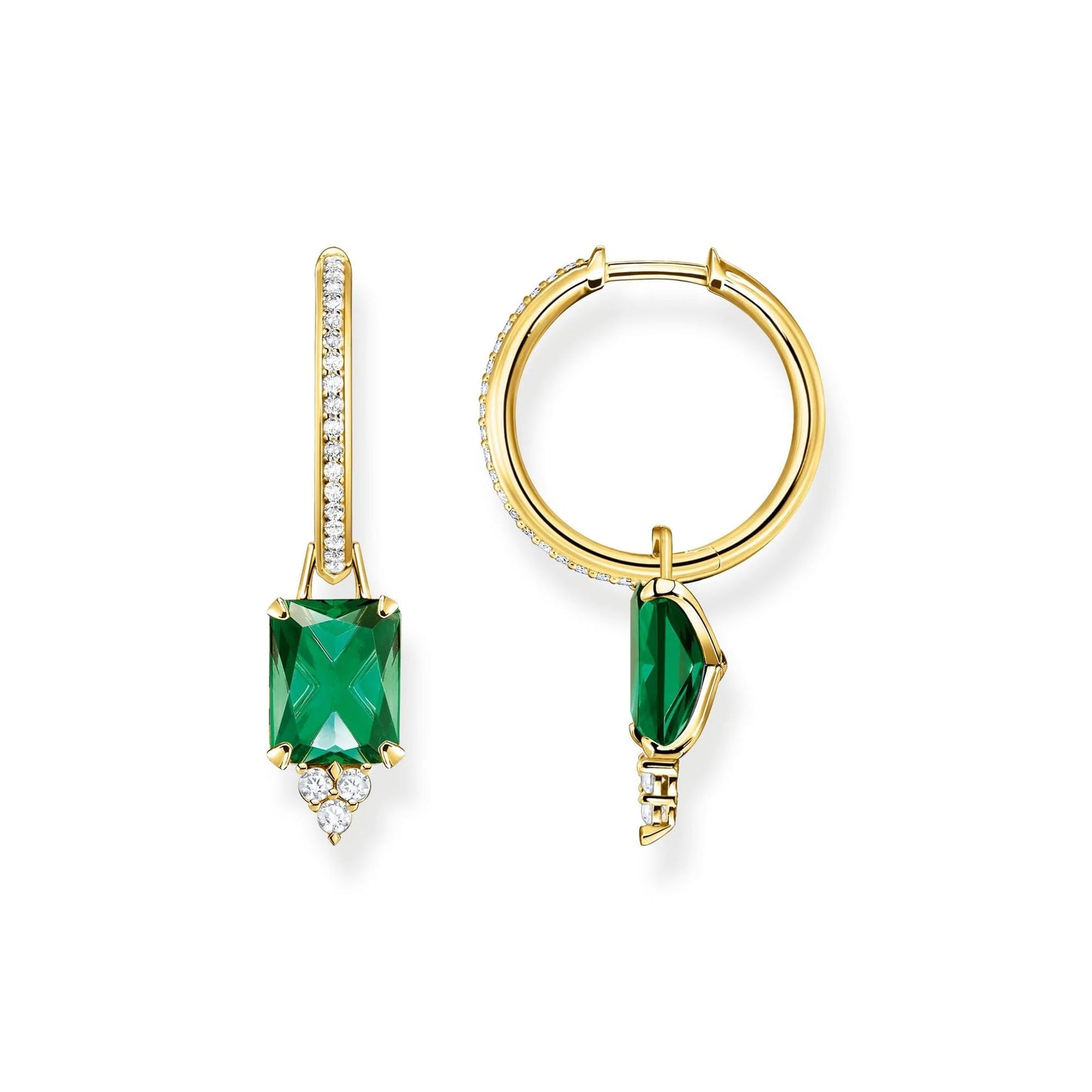 THOMAS SABO Heritage Green Stone Gold Hoop Earrings