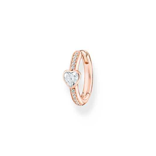 Thomas Sabo Single hoop earring with heart and white stones rose gold