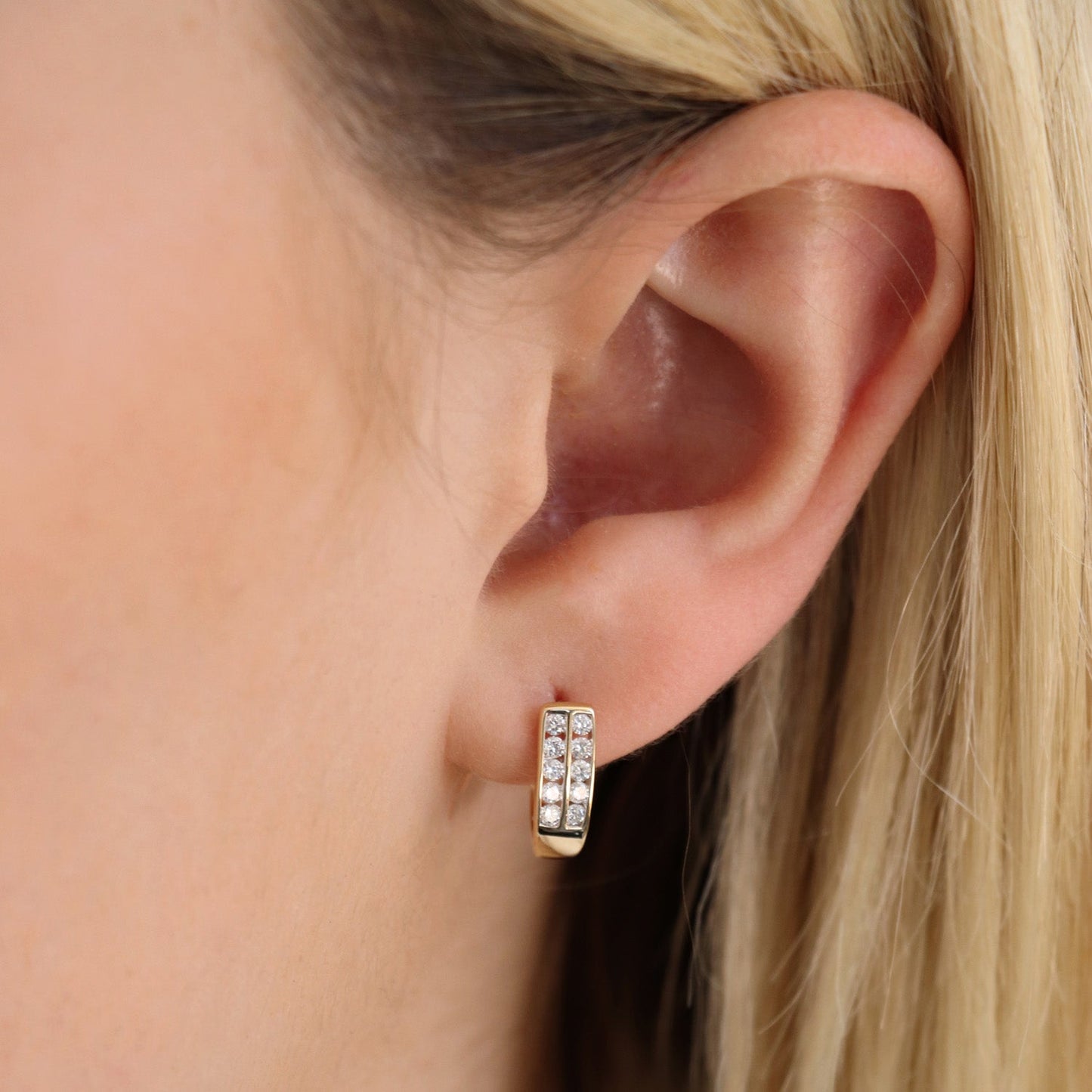 Diamond Huggie Earrings with 0.33ct Diamonds in 9K Yellow Gold - D9YHUG33GH