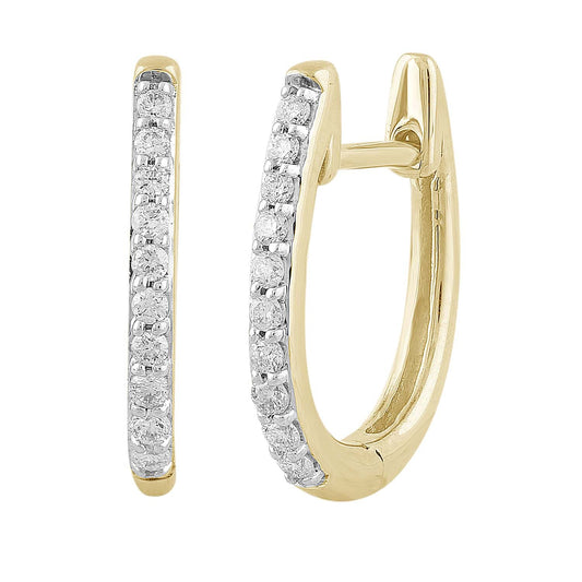 Huggie Earrings with 0.15ct Diamonds in 9K Yellow Gold