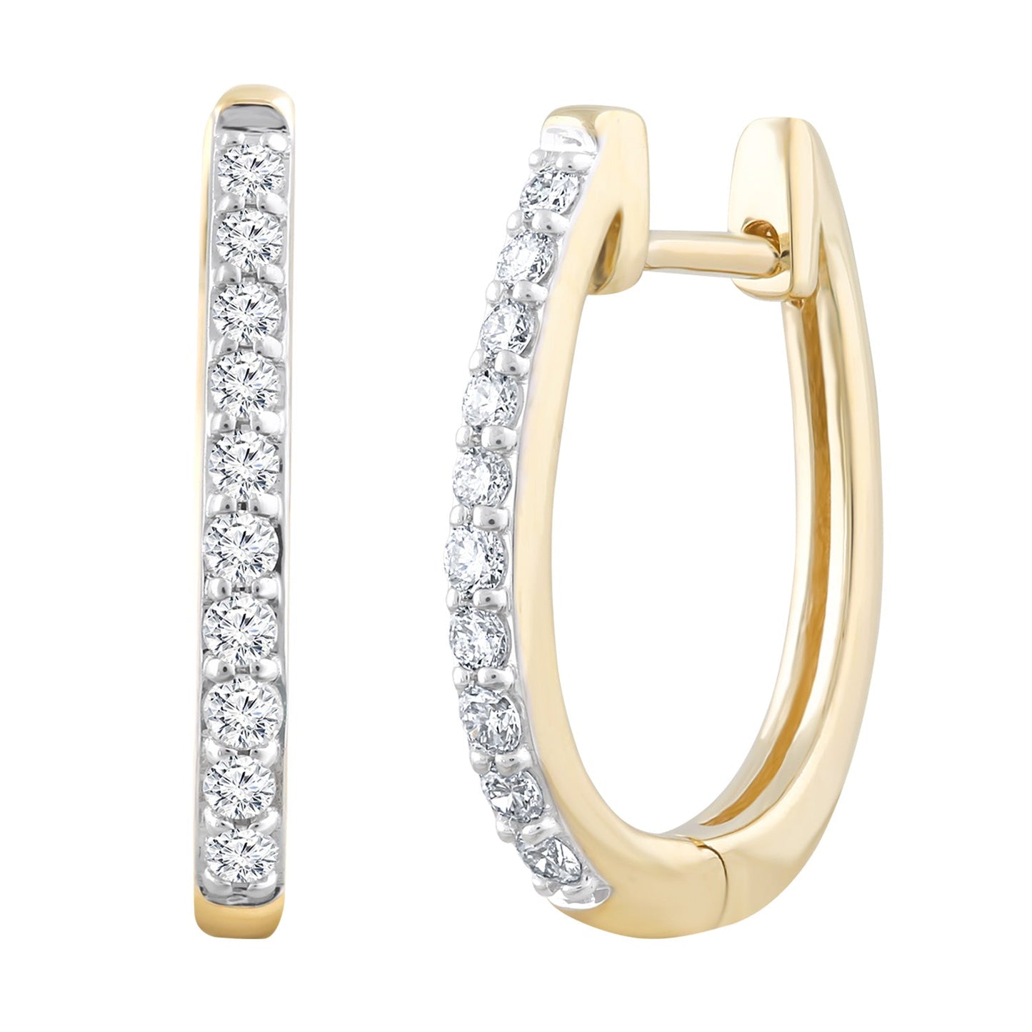 Diamond Huggie Earrings with 0.33ct Diamonds in 18K Yellow Gold - E-14529-033-18Y