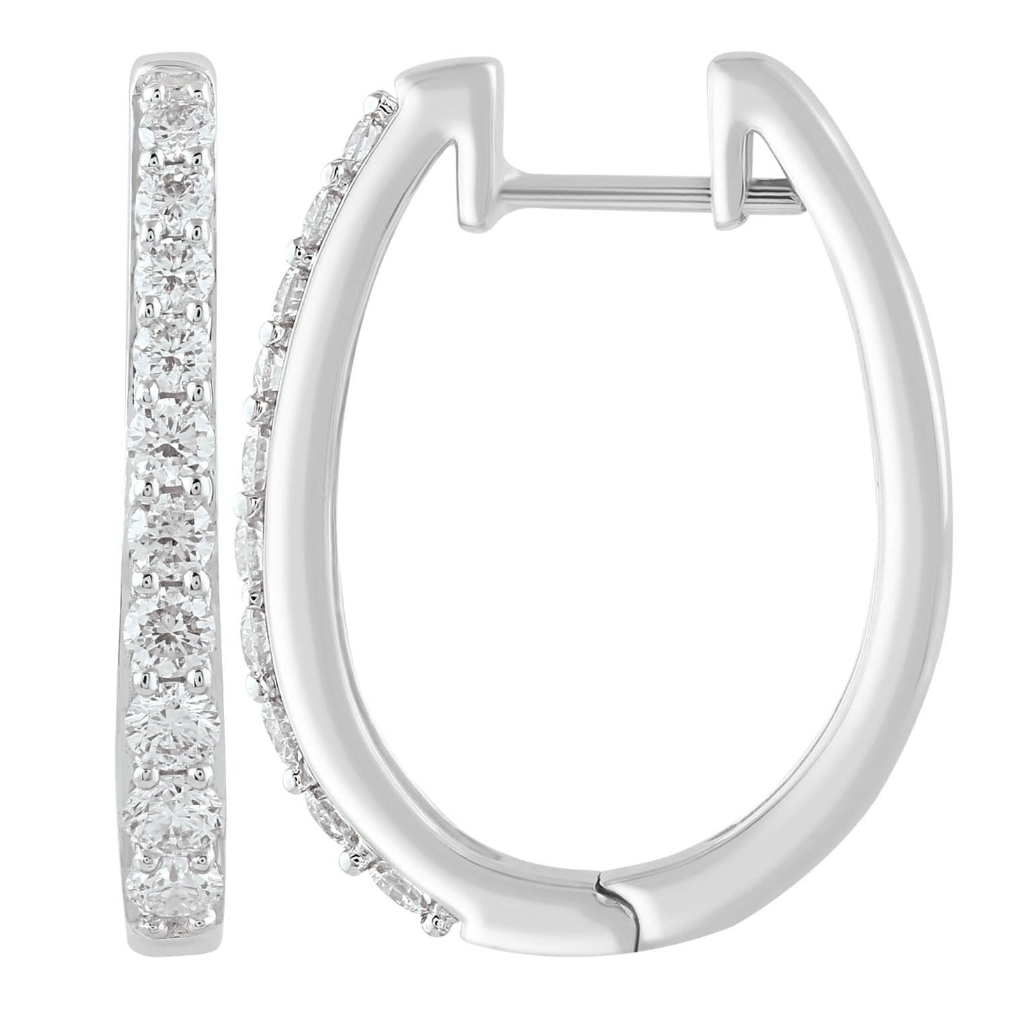 Huggie Earrings with 0.75ct Diamonds in 9K White Gold