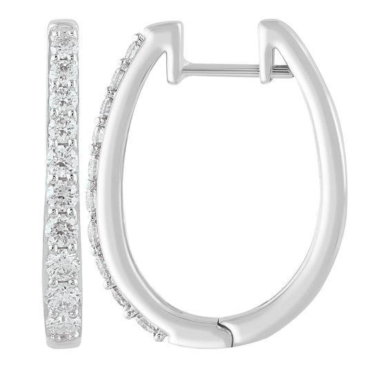 Huggie Earrings with 0.75ct Diamonds in 9K White Gold