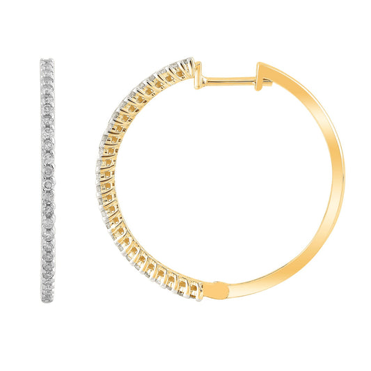 Hoop Earrings with 0.33ct Diamonds in 9K Yellow Gold