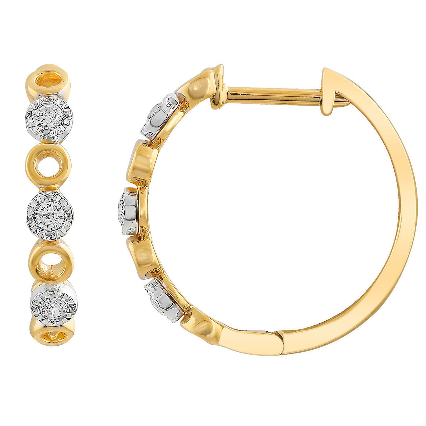 Hoop Earrings with 0.10ct Diamonds in 9K Yellow Gold
