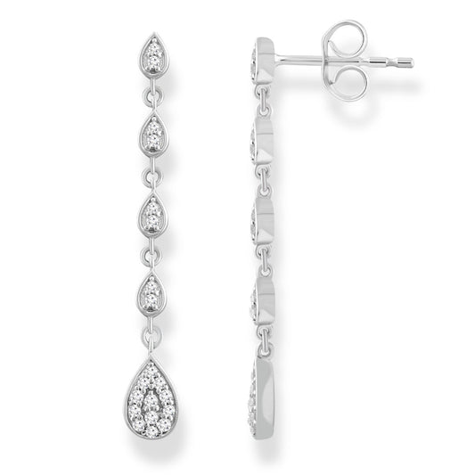 Diamond Drop Earrings with 0.18ct Diamonds in 9K White Gold