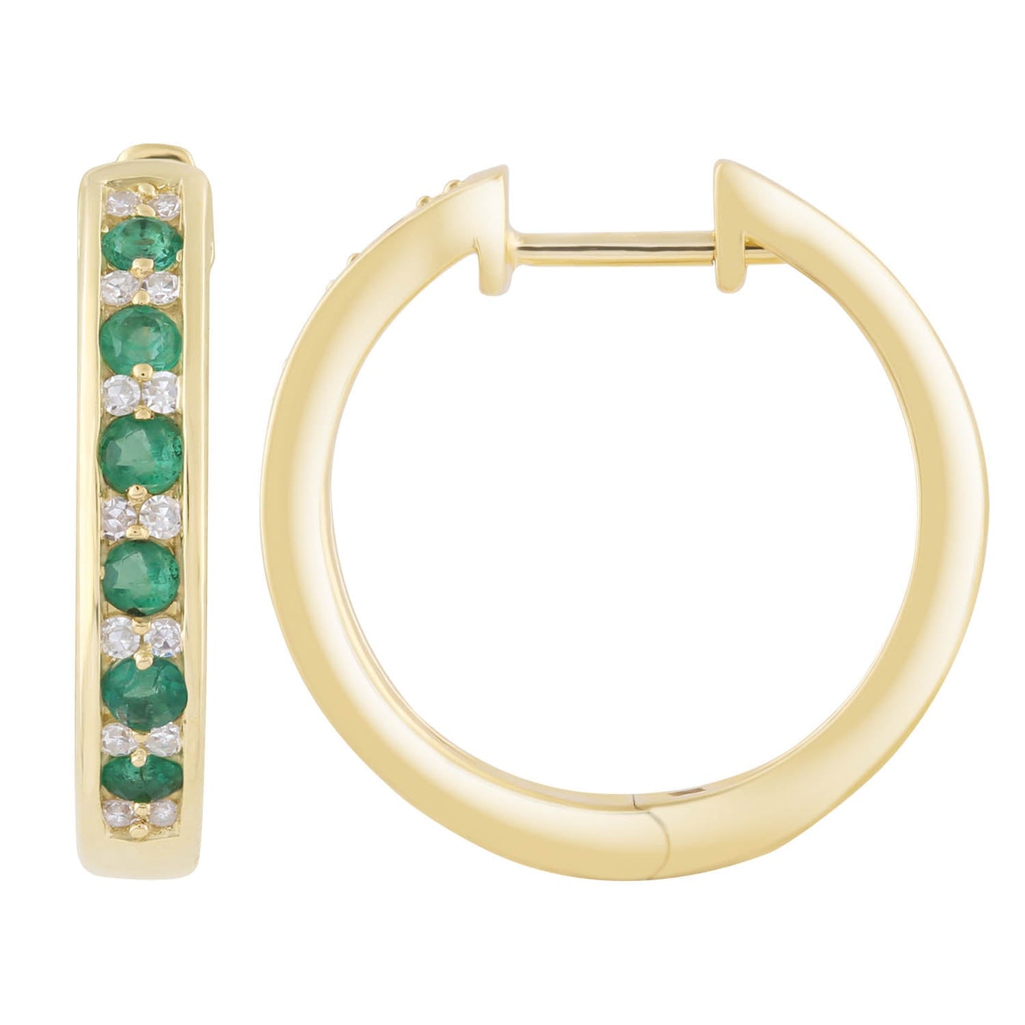 Diamond Emerald Earrings with 0.10ct Diamonds in 9K Yellow Gold - E-16484EM-012-Y