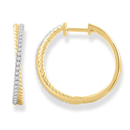 Diamond Hoop Earrings with 0.25ct Diamonds in 9K Yellow Gold