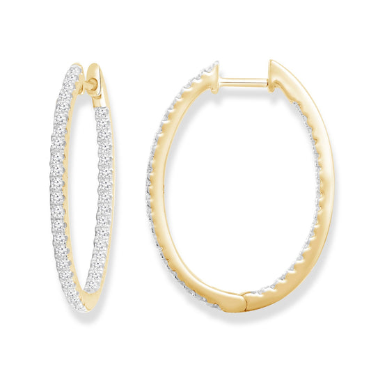 Diamond Hoop Earrings with 0.50ct Diamonds in 9K Yellow Gold