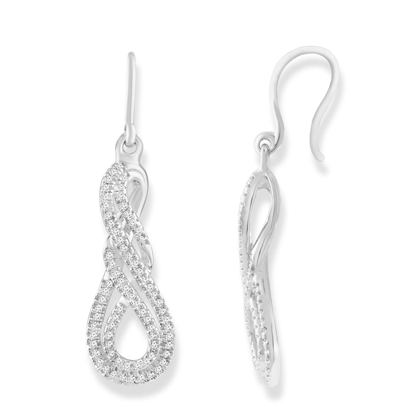 Diamond Hook Earrings with 0.25ct Diamonds in 9K White Gold